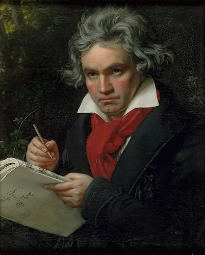 Quadro 'Beethoven com o Manuscrito da Missa Solemnis', 1820, por Joseph Karl Stieler